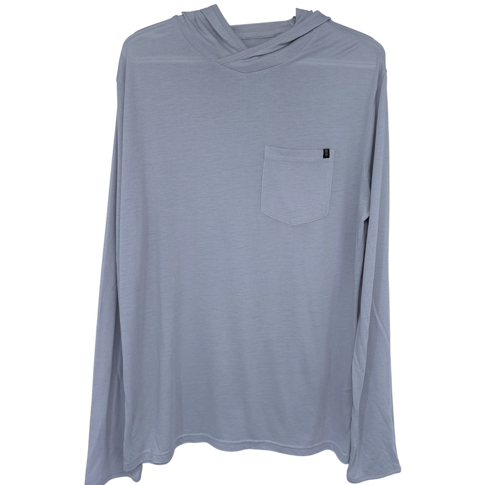 Cariloha Hooded Pocket Shirt Mens XL Gray Lightweight Bamboo Fair Trade Stretch